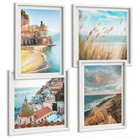BILDER SET 4er Set - 50x50 cm & 40x60 cm Weißer Rahmen - Landschaften Strand Stadt Klippen - Weiß, Kunststoff (50/50cm) - TULUP