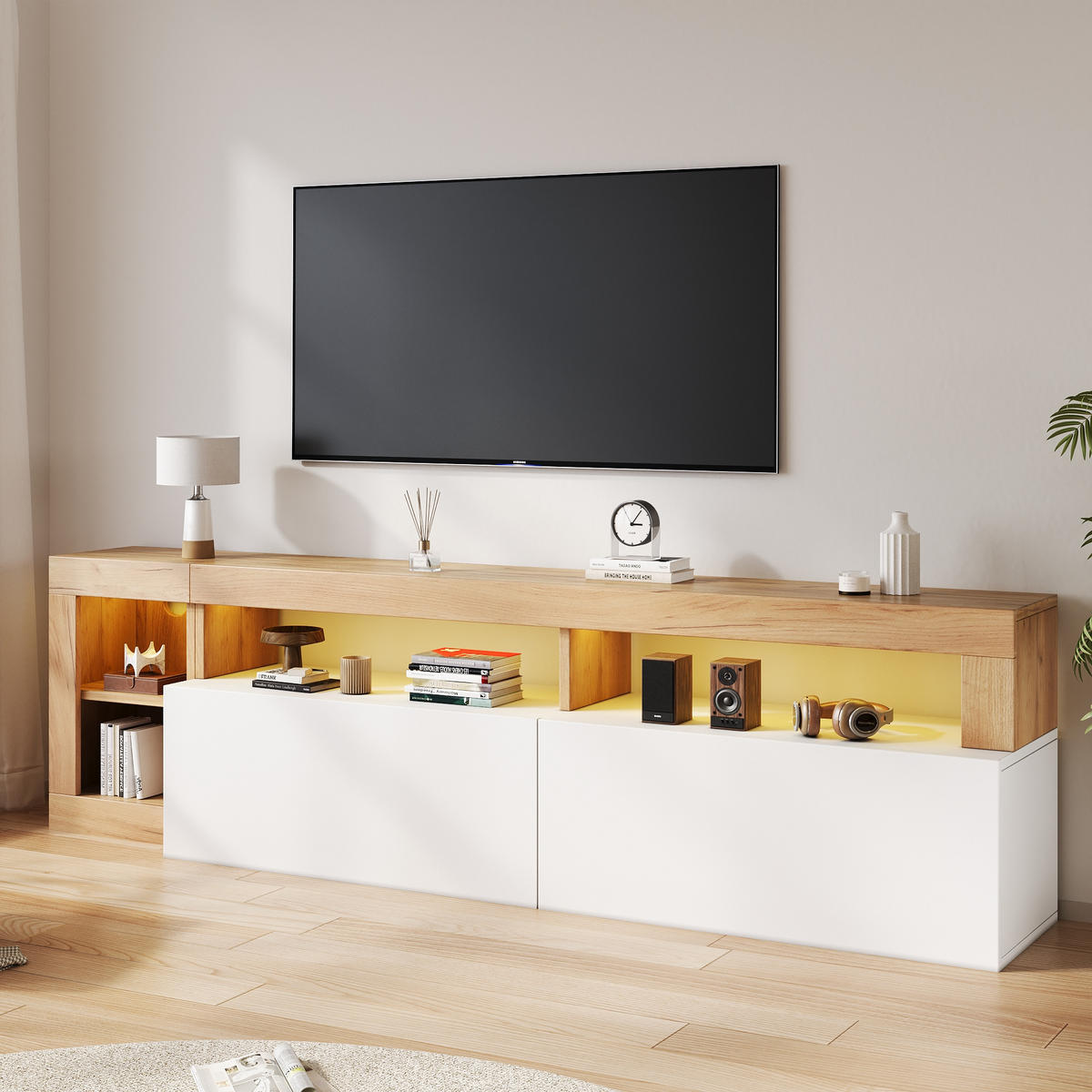 TV-SCHRANK 184/42/58 cm Weiß mit LED-Kontrollleuchte - Weiß, Holzwerkstoff (184/58/42cm) - Oxeza