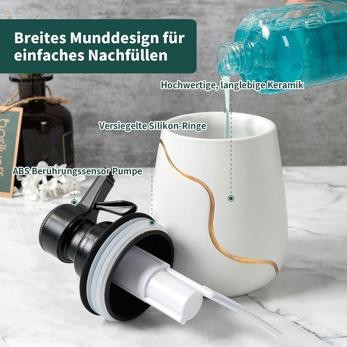 SEIFENSPENDER Automatisch Keramik Weiß mit Sensor - Weiß, Keramik (9/17/10cm)