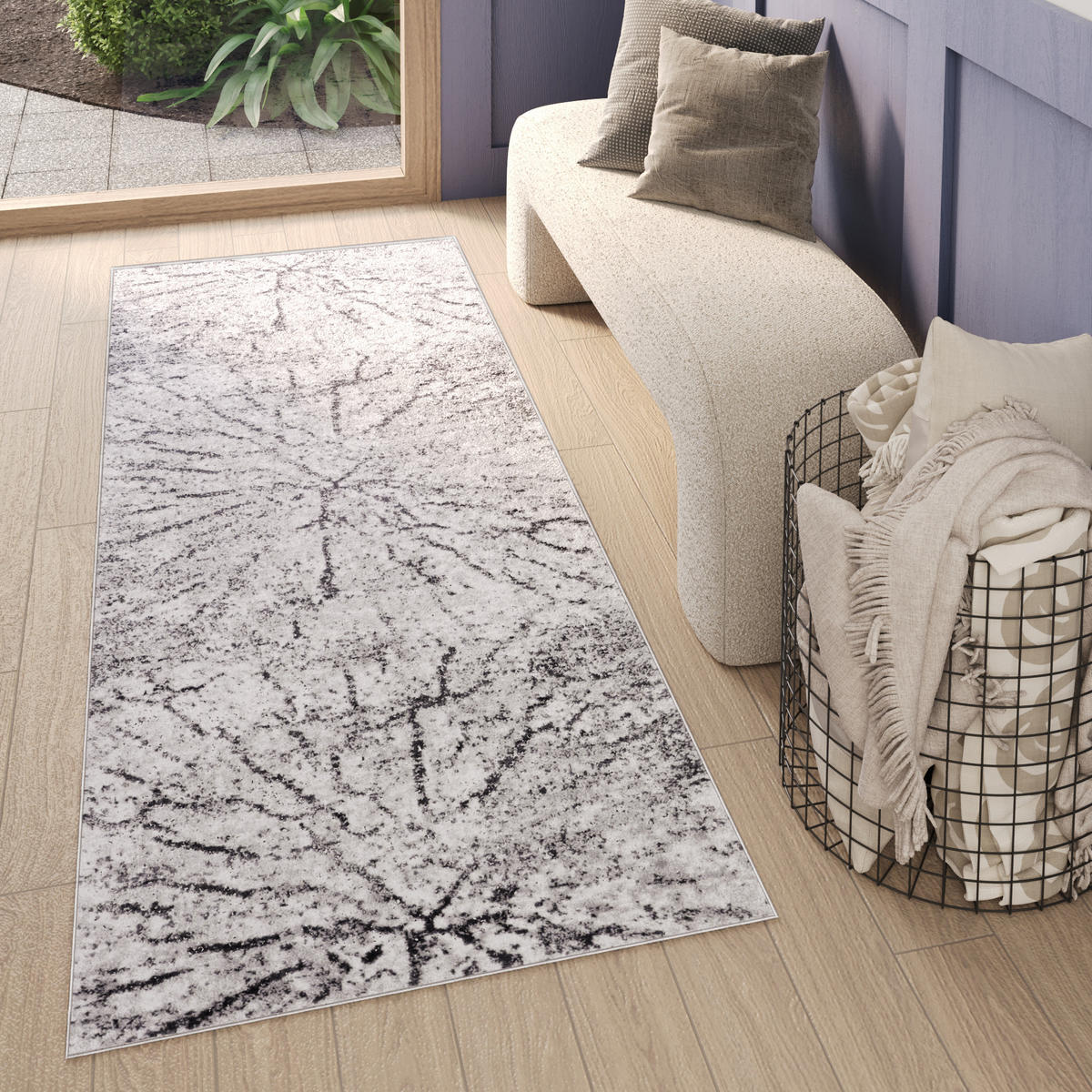 TEPPICHLÄUFER SKY grau abstrakt 70/150 cm - Grau, Textil (70/150cm) - Tapiso