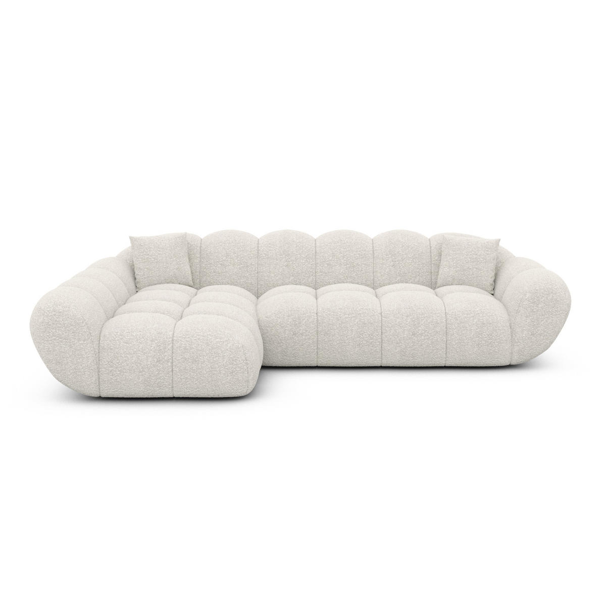 ECKSOFA Liva Weiß Bouclé L-Form Links - Weiß, Textil (265/160cm) - VAROYAL