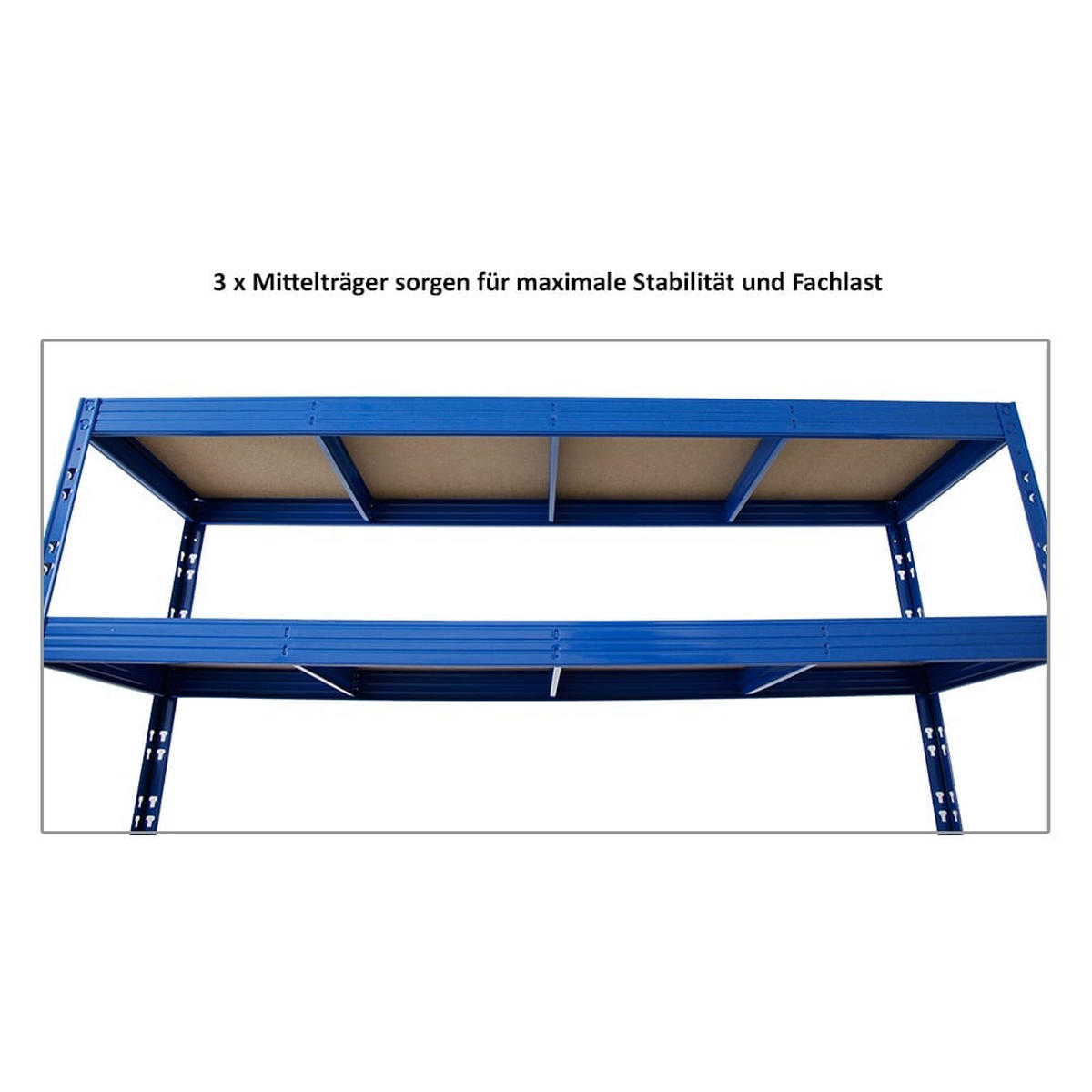 SCHWERLASTREGAL Rhino 2er-Set 200x200x60 cm 4 Spanplatten-Ebenen 8mm Fachlast 500 kg Blau - Blau, Metall (400/200/60cm) - PROREGAL