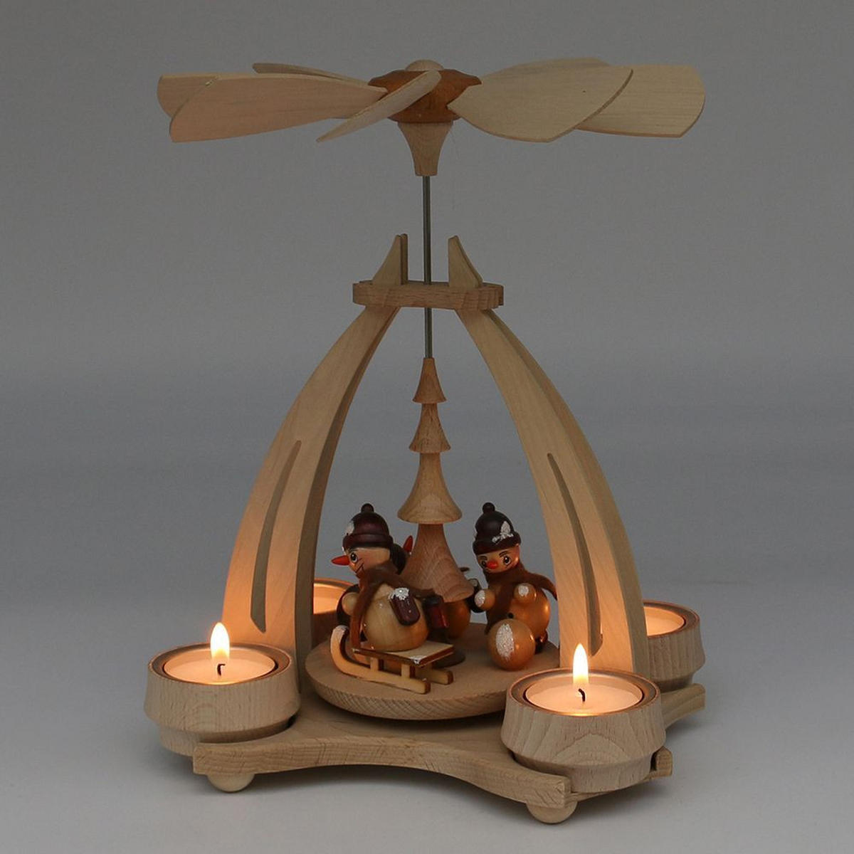 TISCH-PYRAMIDE Schneemänner 14/18/24 cm - Multicolor, Holz (0.1/24/0.1cm) - Dekoteam24