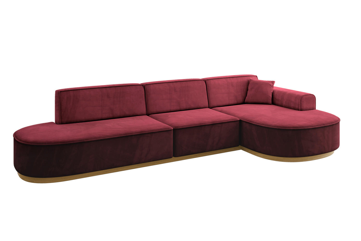 ECKSOFA Ottomane Rechts MARI-L2-v2 - 328x171x83 cm Bordeaux Velours - Bordeaux, Holzwerkstoff/Textil (171/328cm) - ALTDECOR