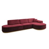 ECKSOFA Ottomane Rechts MARI-L2-v2 - 328x171x83 cm Bordeaux Velours - Bordeaux, Holzwerkstoff/Textil (171/328cm) - ALTDECOR