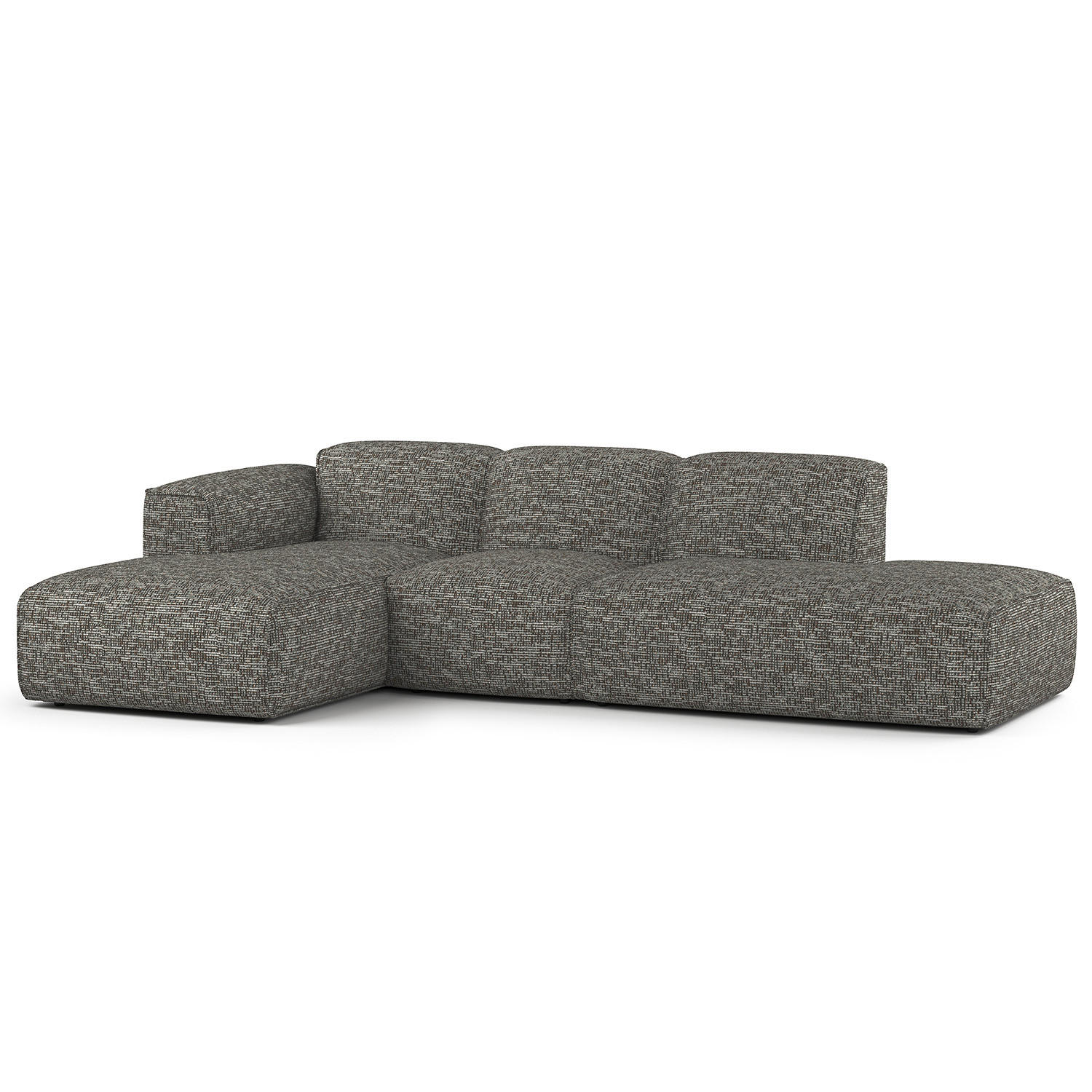 ECKSOFA mit Chaiselongue - Schwarz/Grau, Kunststoff/Textil (290/173cm) - home24