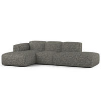 ECKSOFA mit Chaiselongue - Schwarz/Grau, Kunststoff/Textil (290/173cm) - home24