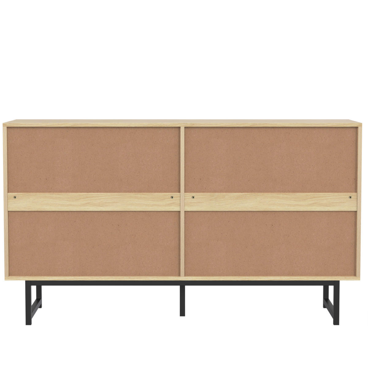 KOMMODE aus Spanplatte 140x39,5x80cm in Naturfarben mit Rattan - Naturfarben, Holzwerkstoff (140/80/39.5cm) - Modfu
