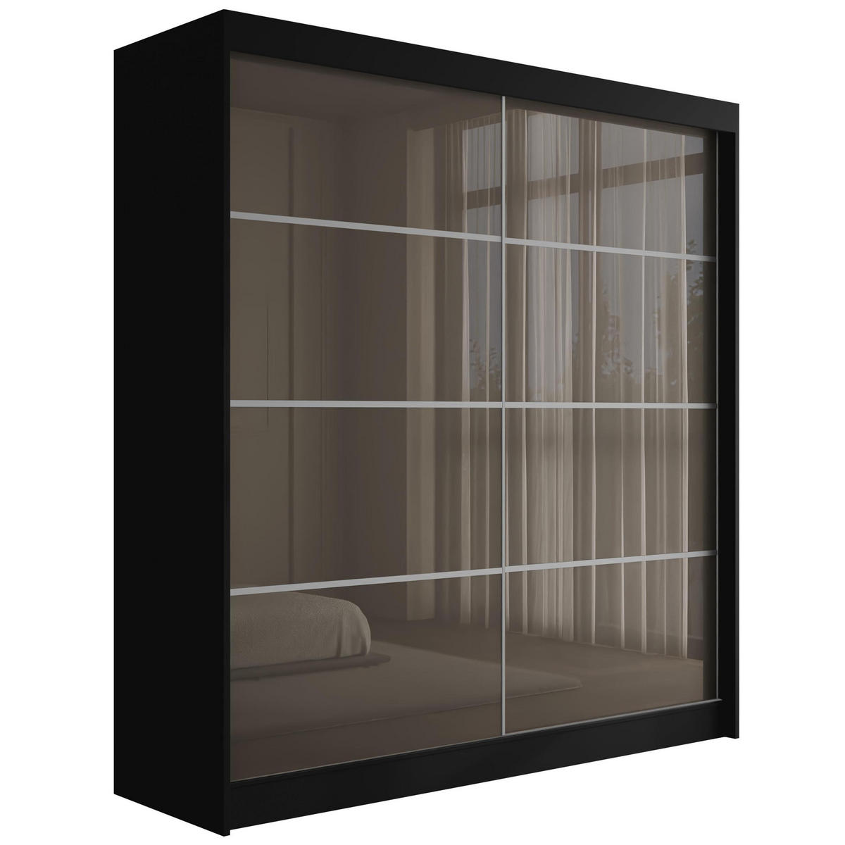 KLEIDERSCHRANK PEKA III - 200 cm - Schwarz|Grau - Schwarz/Grau, Holzwerkstoff (200/215/61cm) - ALTDECOR