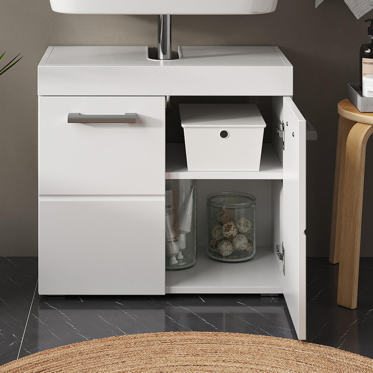 WASCHBECKENUNTERSCHRANK Luna Weiß 60 x 56 cm - Weiß, Holzwerkstoff (60/56/34cm) - Vicco