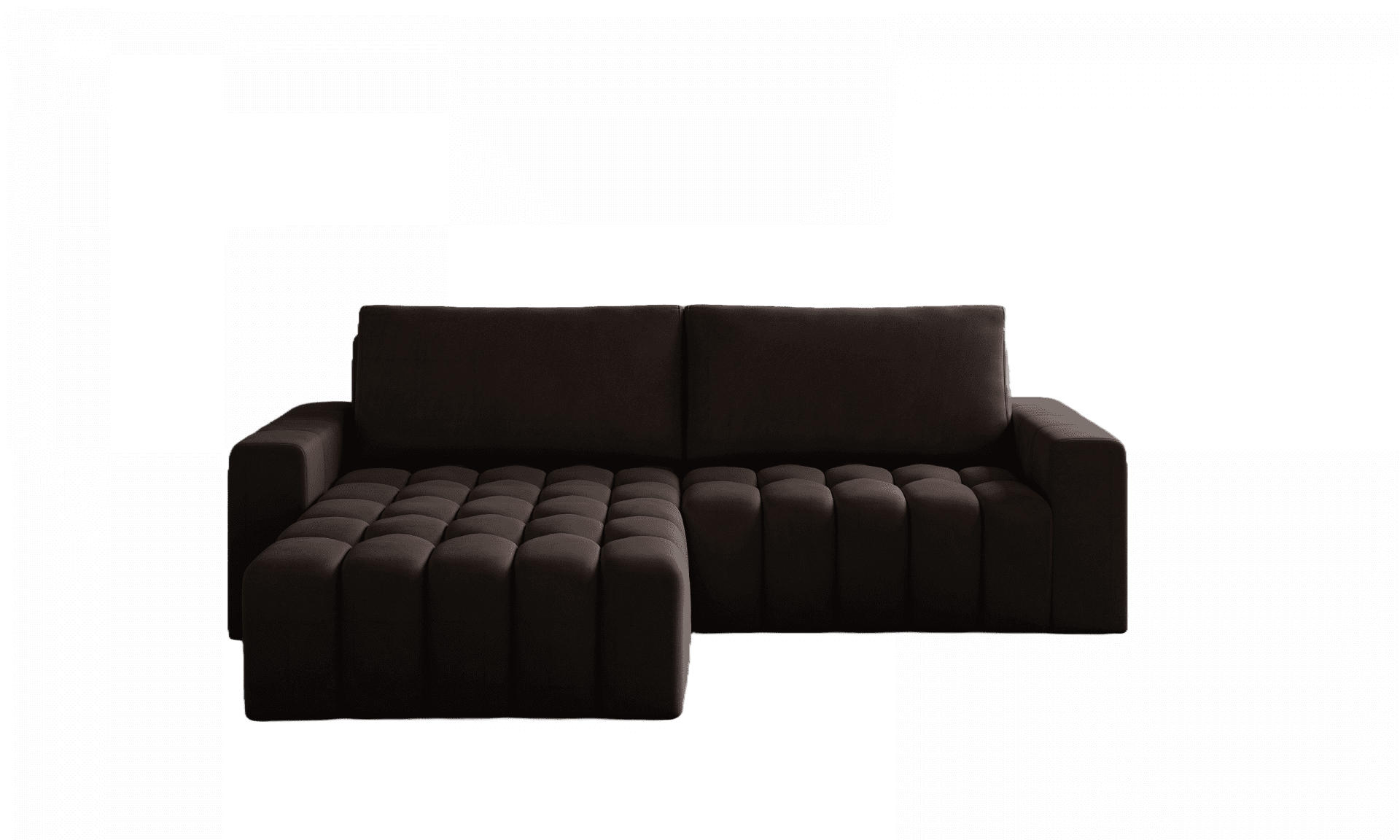 ECKSOFA mit Schlaffunktion und Bettkasten, Velours-Stoff - Dunkelbraun/Schwarz, Textil (250/175cm) - Eltap