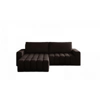 ECKSOFA mit Schlaffunktion und Bettkasten, Velours-Stoff - Dunkelbraun/Schwarz, Textil (250/175cm) - Eltap