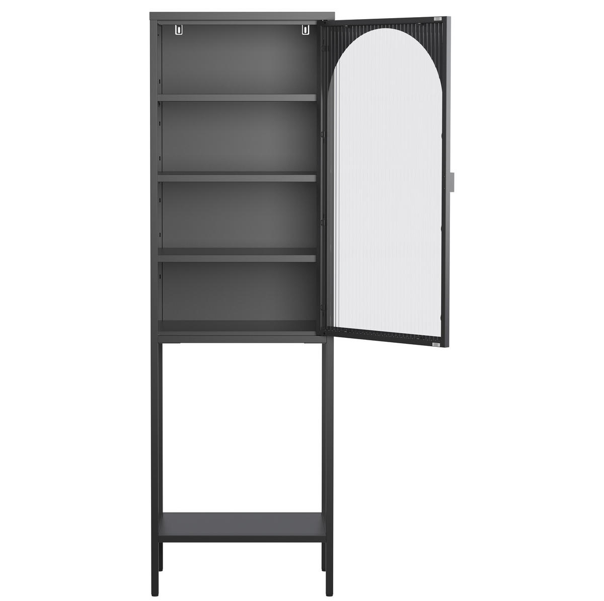 VITRINE 50/35/160 cm Schwarz aus Metall und Glas mit verstellbaren Einlegeböden - Schwarz, Glas (35/160/50cm) - OKMYHOME