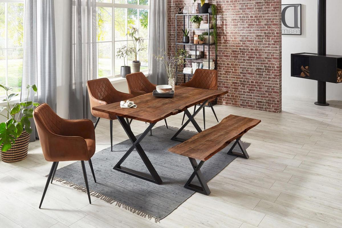 ESSTISCH KASIMIR - Schwarz/Braun, Holz/Metall (80/140/77cm) - SAM