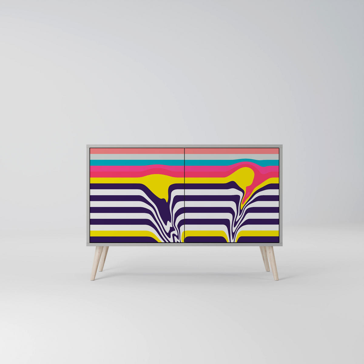 SIDEBOARD TONE COLLAPSE, Eicheneffekt, 111x42x77,5 cm, 2 Türen - Eichefarben/Buchefarben, Holzwerkstoff/Buchenholz (111/77.5/42cm) - SpaceRebels