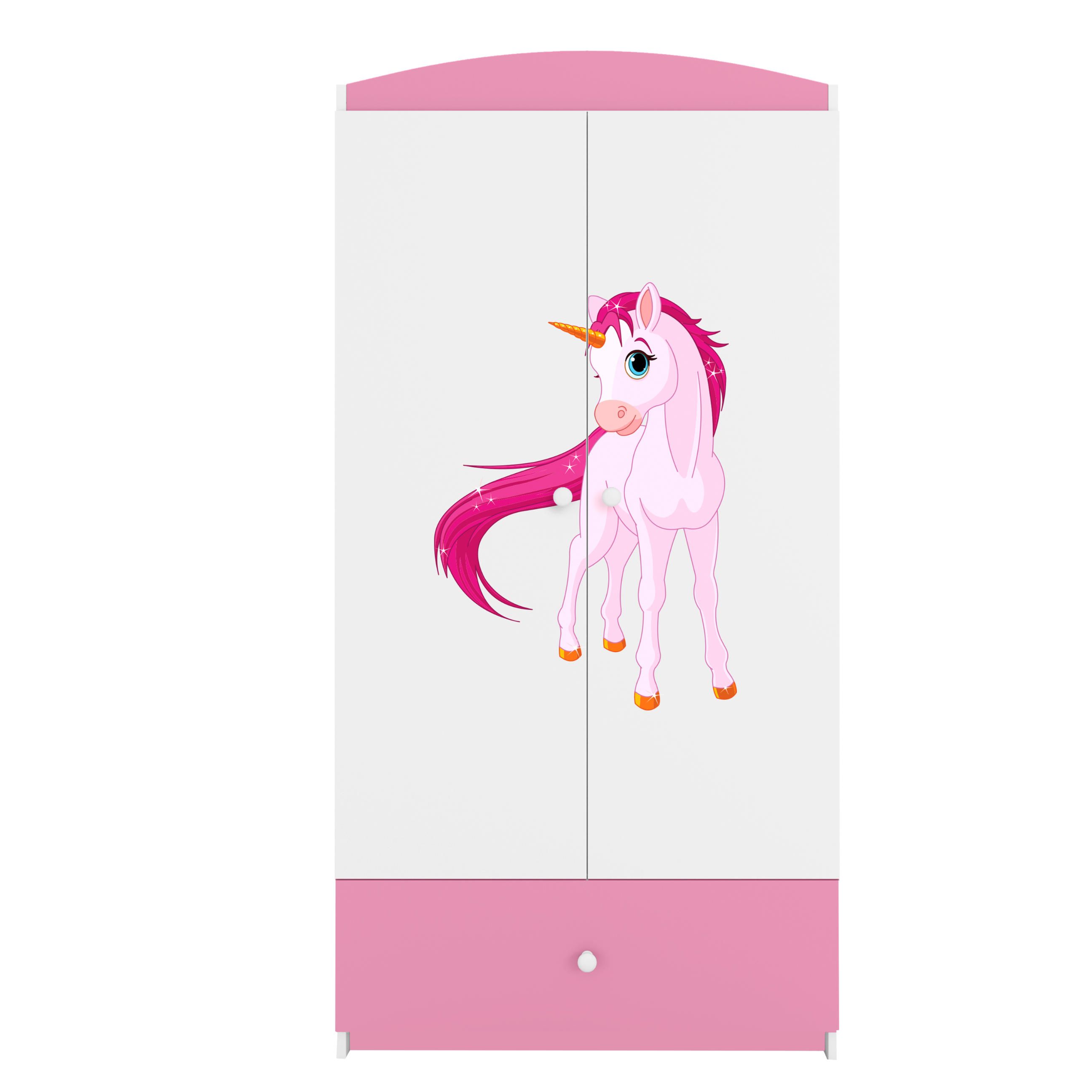 KINDERKLEIDERSCHRANK Einhorn - Hellrosa, Holzwerkstoff (90/175/52cm) - RAUMHIRSCH FURNITURE