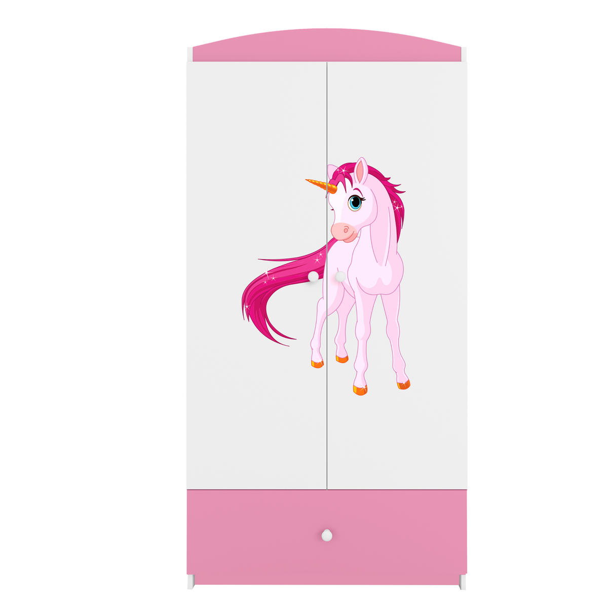 KINDERKLEIDERSCHRANK Einhorn - Hellrosa, Holzwerkstoff (90/175/52cm) - RAUMHIRSCH FURNITURE