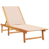 SONNENLIEGE Creme Massivholz Akazie Und Textilene - Braun, Holz (200/33.5/66cm) - vidaXL