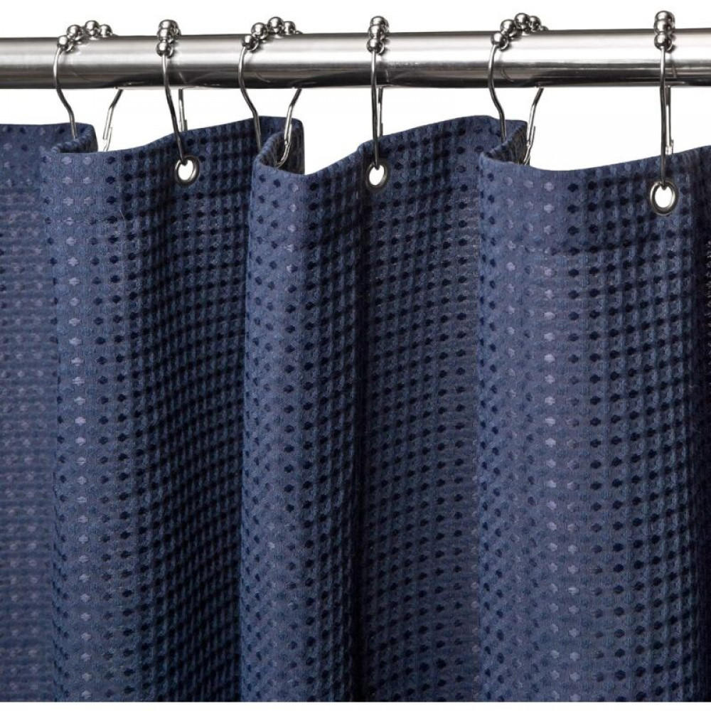 DUSCHVORHANG Dunkelblau Stoff schimmelresistent mit beschwertem Saum - Blau, Textil (183/183cm) - MCBOSON