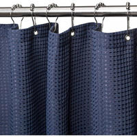 DUSCHVORHANG Dunkelblau Stoff schimmelresistent mit beschwertem Saum - Blau, Textil (183/183cm) - MCBOSON