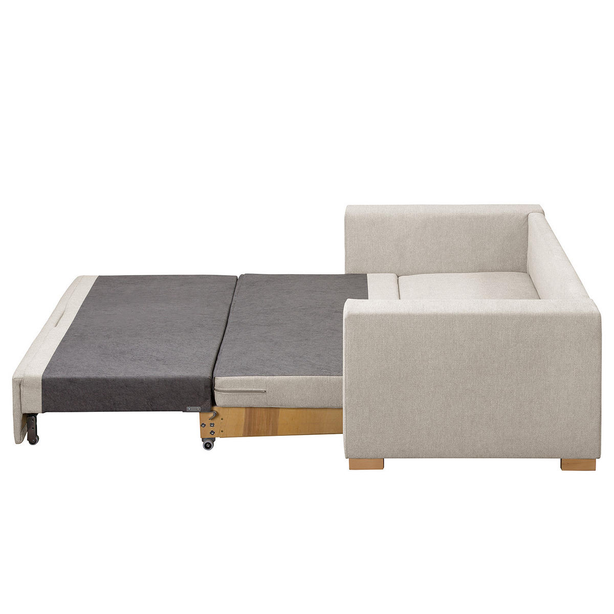 SCHLAFSOFA - Buchefarben/Silberfarben, Holz/Buchenholz (173/90/90cm) - home24
