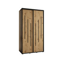 SCHWEBETÜRENSCHRANK 235,2/130/60 2-türig - Schwarz/Eiche Artisan, Holz/Metall (130/235/60cm) - Abiks Möbel