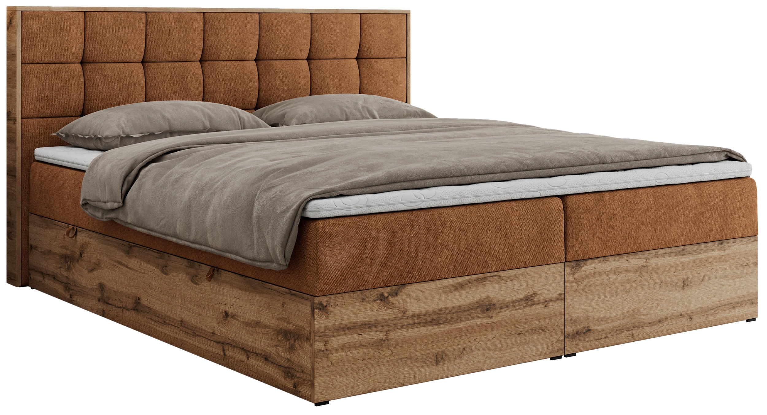 BOXBETT ALBERO 1 - 200/200 Orange Struktur - H3 - Orange, Holz/Textil (200/200cm) - MKS