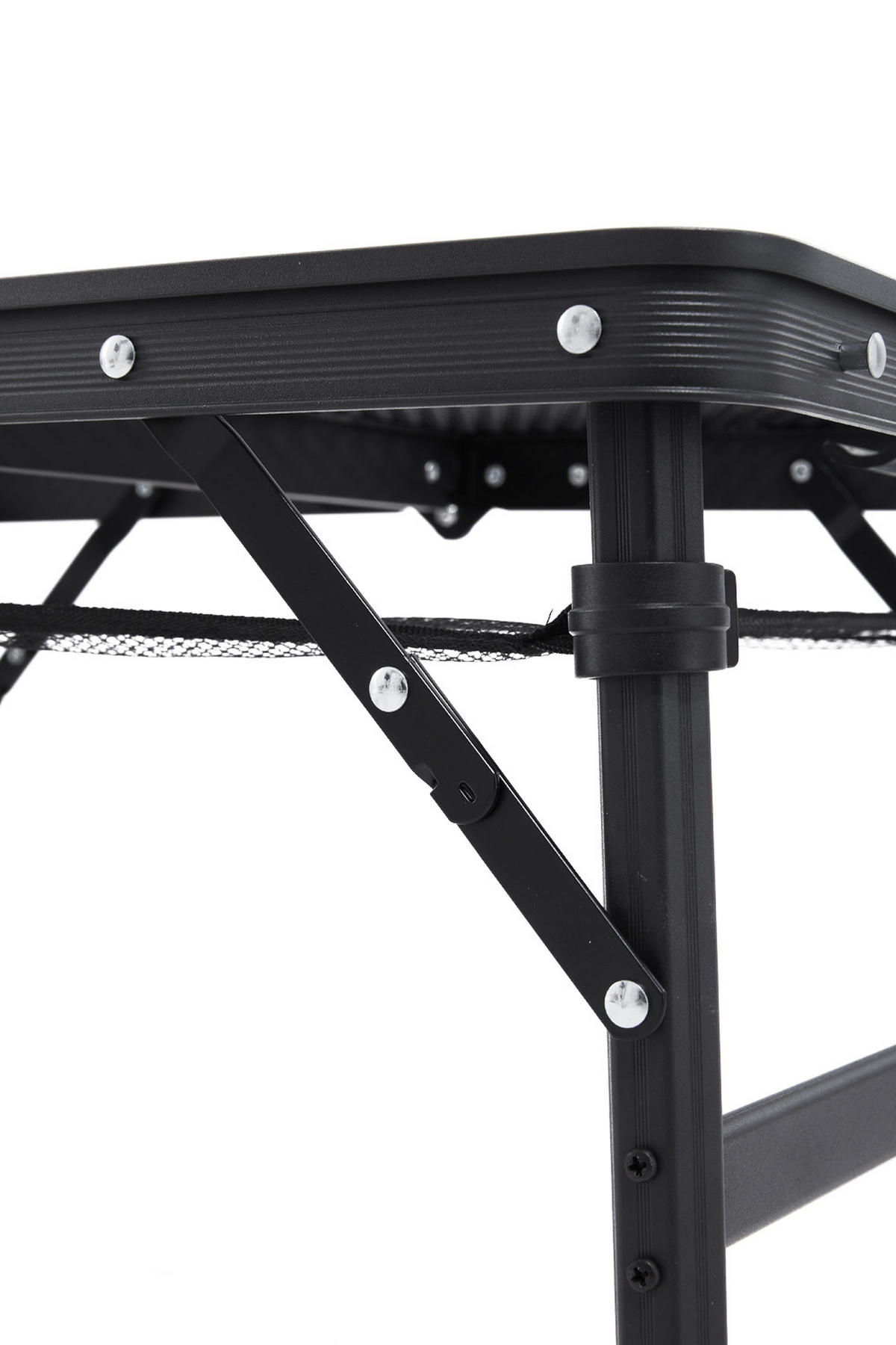 CAMPINGTISCH aus Aluminiumlegierung Eisen in Schwarz klappbarer Rechteckig Gitter-Tischplatte Felsenfeste Stabilität 60 cm B x 40 cm T x 27/56 cm - Schwarz, Metall (40/60/27cm) - Livingandhome
