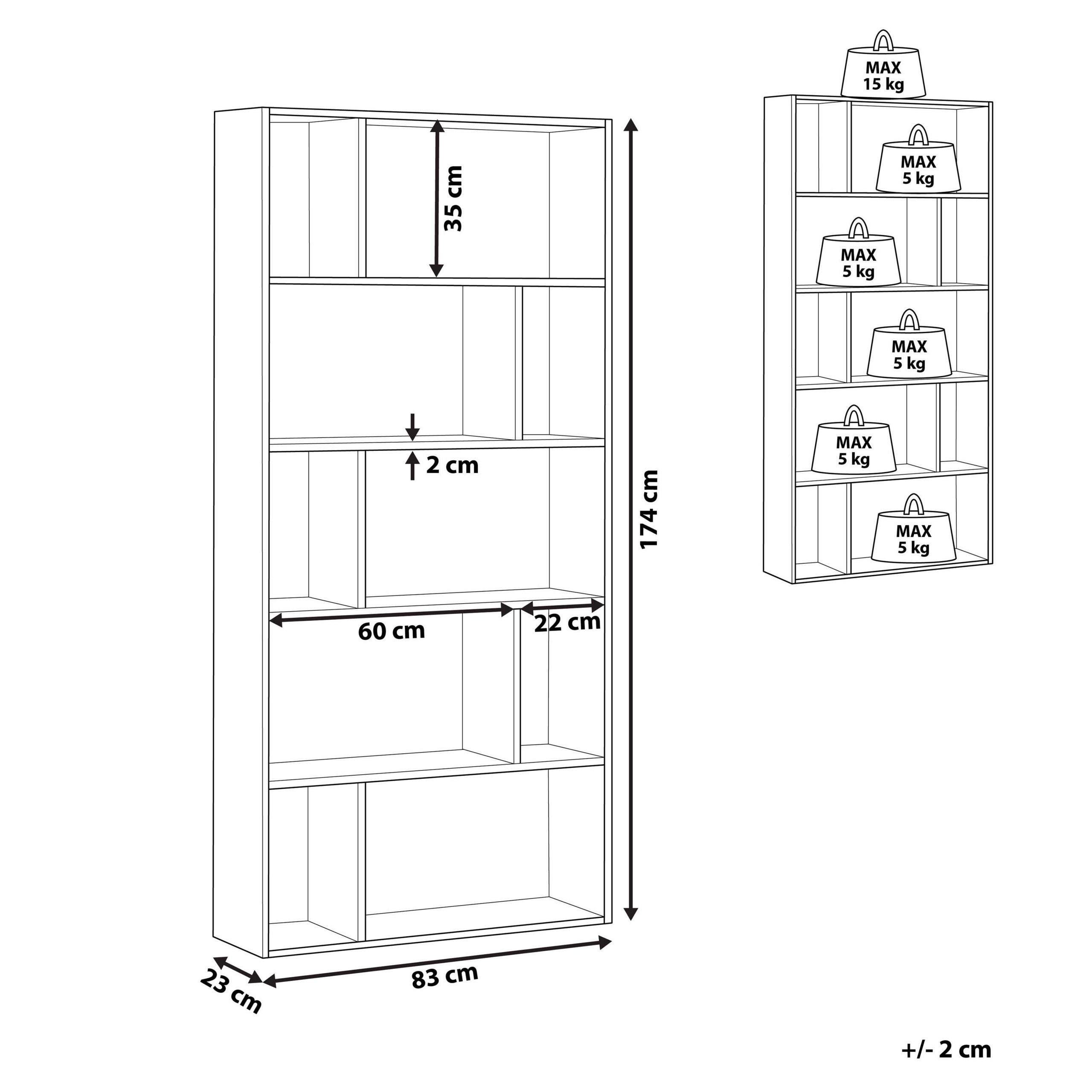 Thumbnail - Beliani Regal, Weiß, Holzwerkstoff, 5 Fächer, 83x174x23 cm, Wohnzimmer, ,