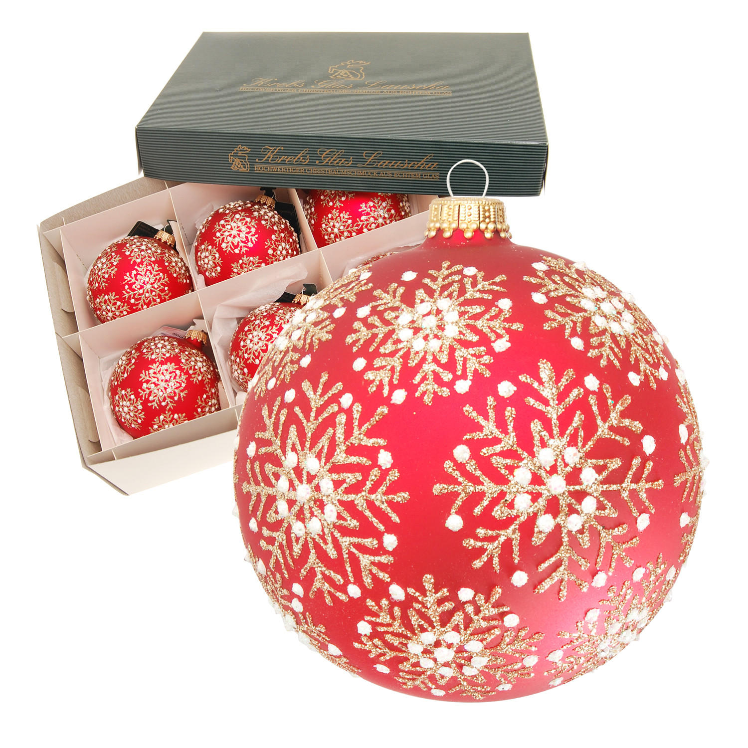 Krebs Glas Lauscha Christbaumkugeln Rot 8x8x8 cm