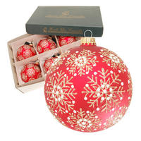 CHRISTBAUMKUGELN Blütenfeuerwerk Rot 8cm (Glas / 6 Stk.) - Rot, Glas (8/8/8cm) - Krebs Glas Lauscha