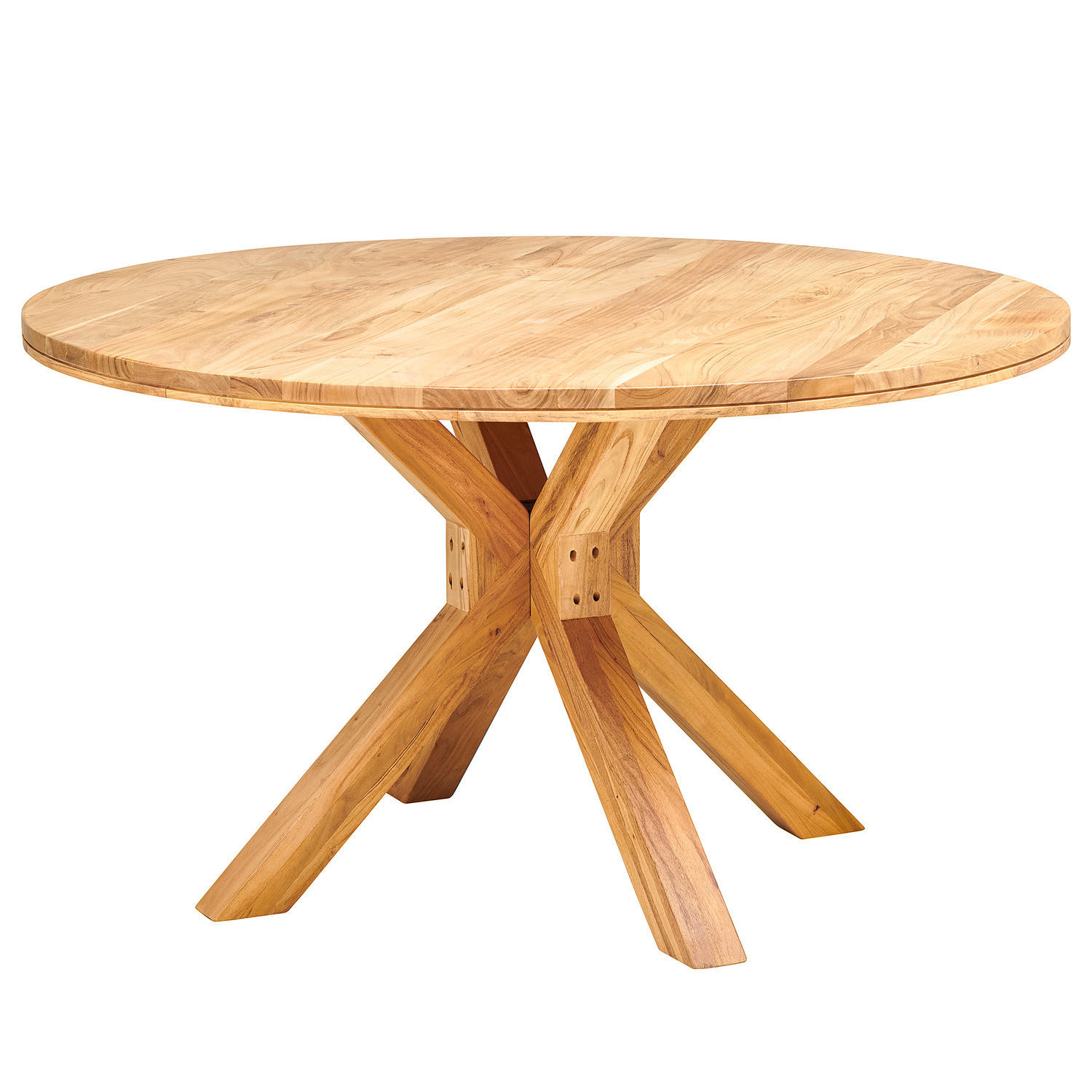 MASSIVER ESSTISCH - Massivholz - Akazie Braun - Akaziefarben, Akazienholz/Holz (140/140/76cm) - home24