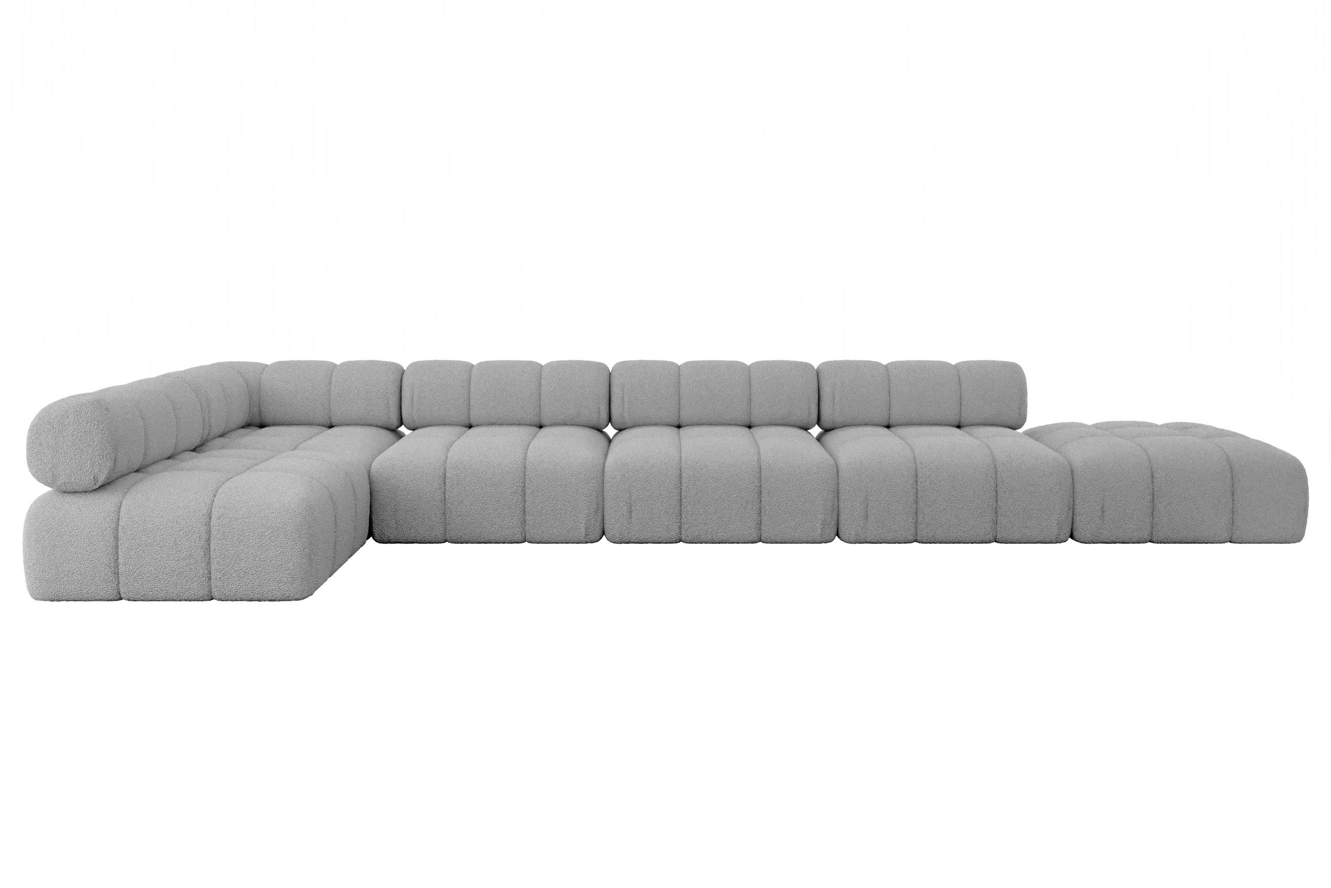 ECKSOFA modulares Sofa Favio-L3 - 475x190x70 cm Hellgrau Bouclé - Hellgrau, Holzwerkstoff/Textil (475/190cm) - ALTDECOR