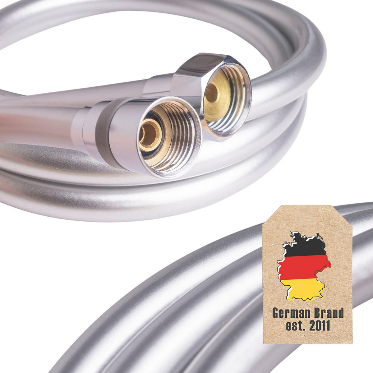 UNIVERSAL DUSCHSCHLAUCH 150 cm Länge - Silberfarben, Kunststoff (150cm) - Intirilife