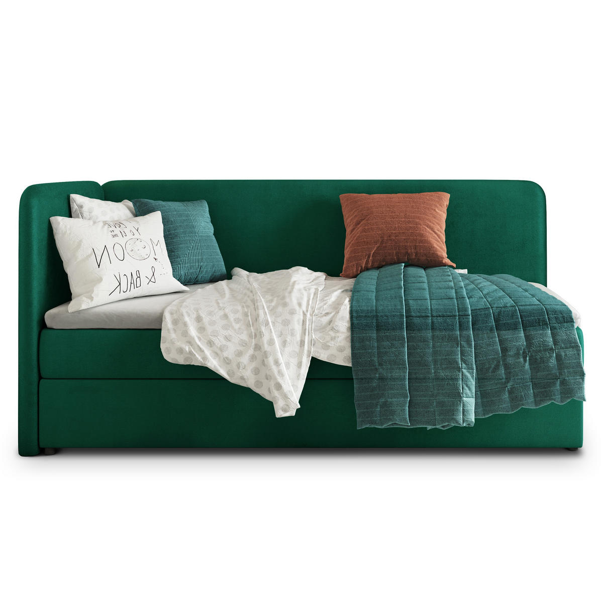 POSTEL BOXSPRING GINA 90x200 cm, s matrací a úložným prostorem, tmavě zelená - tmavě zelená, kompozitní dřevo/textil (90/200cm) - MASSENO