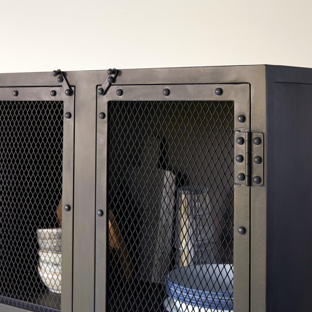 GESCHIRRSCHRANK Cléo Schwarz aus Metall - Schwarz, Metall (70/175/35cm) - Tikamoon