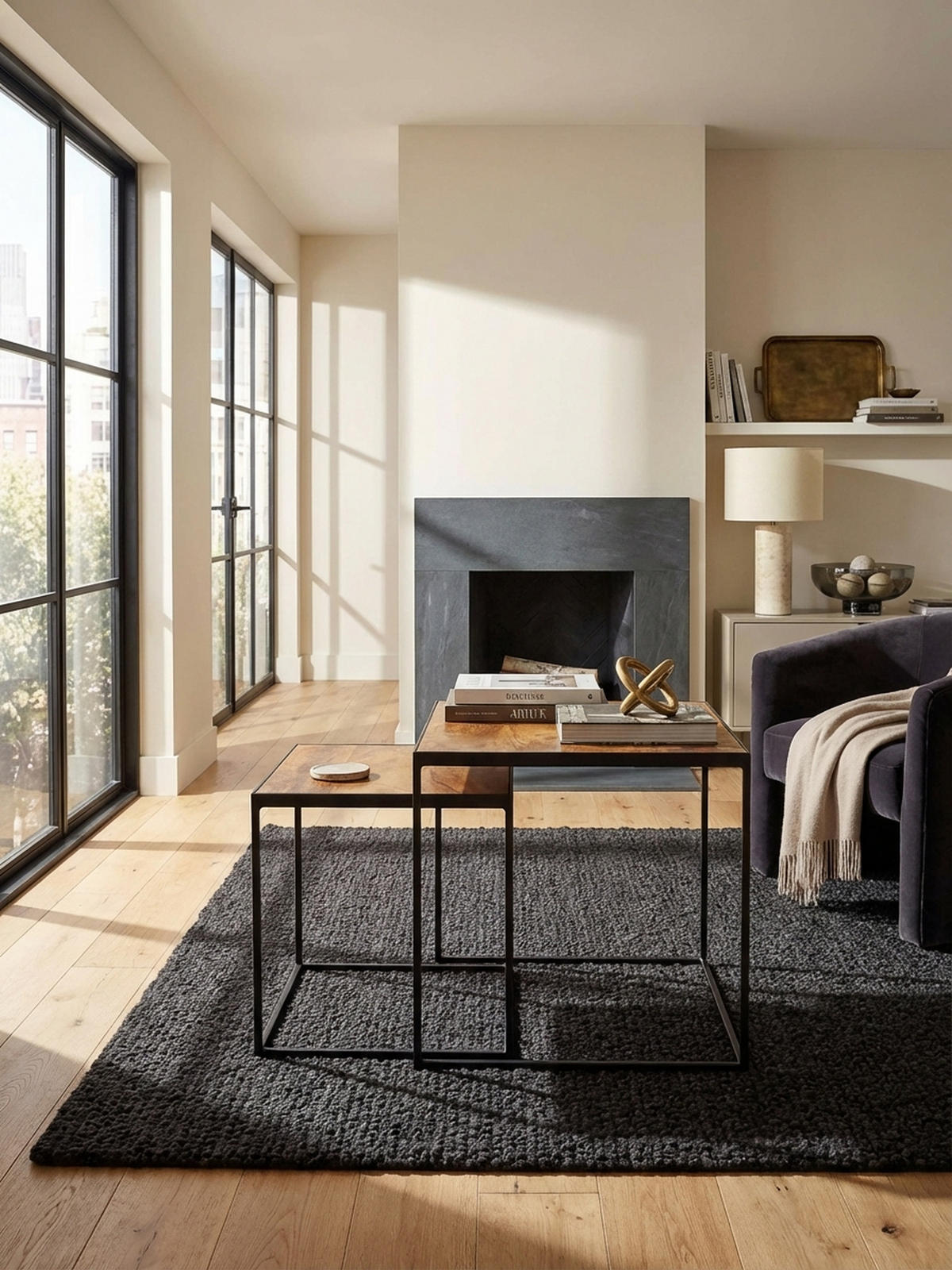 BEISTELLTISCH Set – 2-teilig Mango Massivholz Metall Braun Schwarz Industrial - Schwarz/Braun, Holz/Metall (40/40/44cm) - KADIMA DESIGN