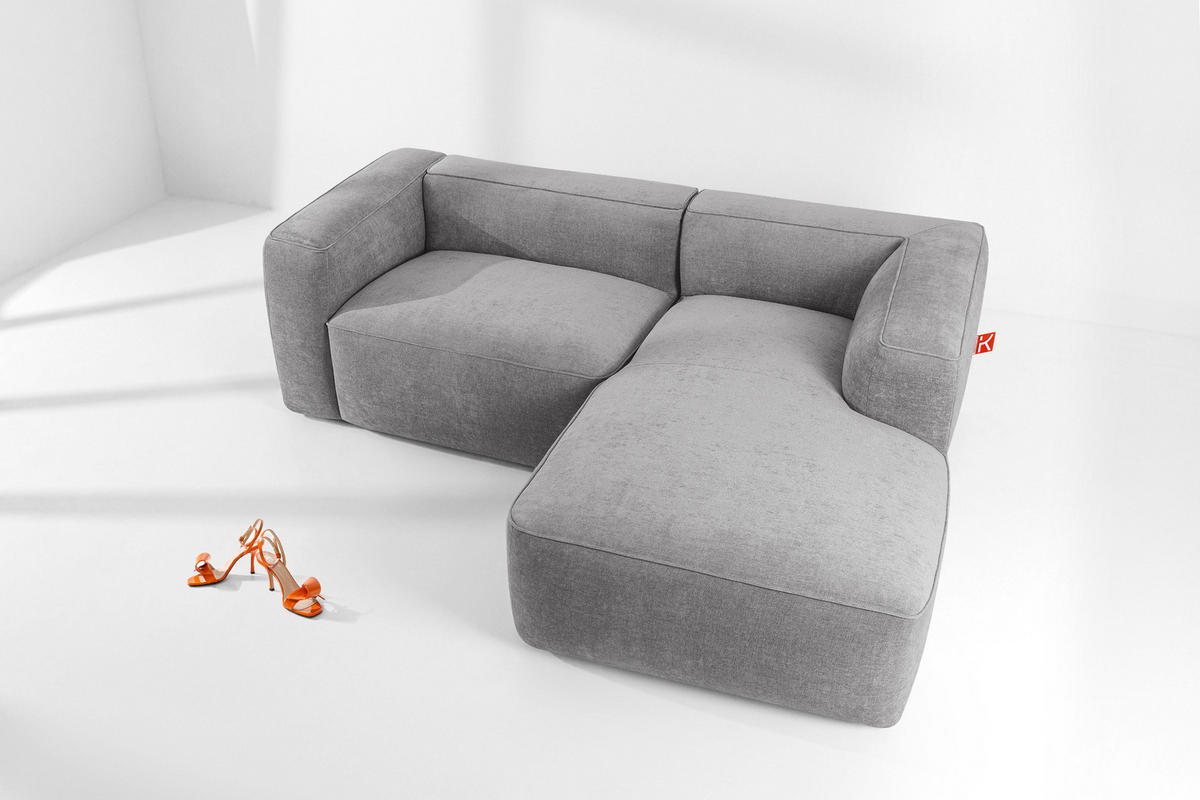 ECKSOFA RECHTS FUBBO, Hellgrau - Hellgrau, Holz/Holzwerkstoff (225/176cm) - KONSIMO®