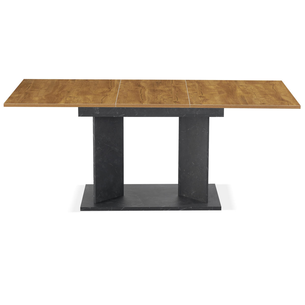 ESSTISCH VIVIAN 120-160/80/76 cm - Wildeiche/Anthrazit, Holzwerkstoff (80/120/76cm) - B&D Home