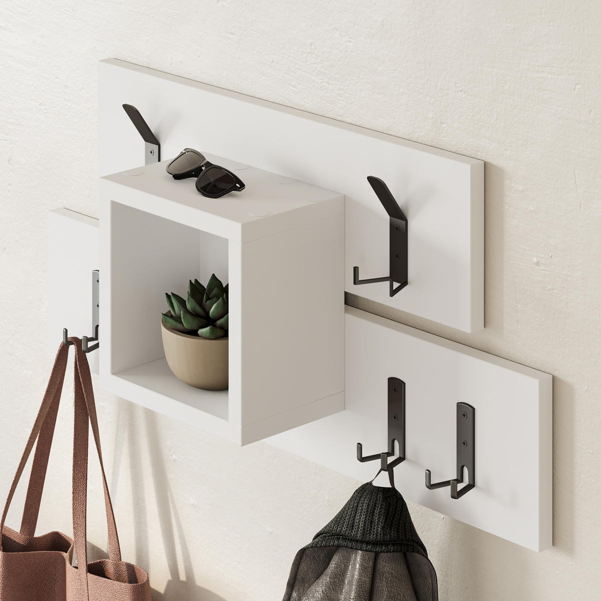 WANDGARDEROBE Lumina Weiß 32/68/15 cm - Weiß, Holzwerkstoff (68/32/14.8cm) - Decortie