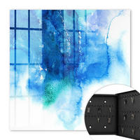SCHLÜSSELBOX Schwarz 30x30 cm- Türöffnung nach rechts - Blaue Wellen - Blau, Metall (30/30/5cm) - TULUP