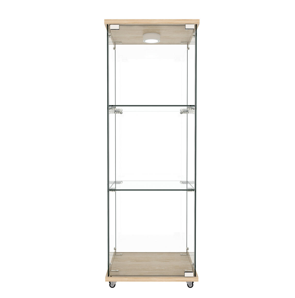 GLASVITRINE 36,5/42,5/120 cm naturfarben aus MDF und Glas mit LED-Beleuchtung - Naturfarben, Holzwerkstoff (42.5/120/36.5cm) - OKWISH