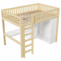 HOCHBETT 140/200 cm DE-04817, mit Schreibtisch, Kleiderschrank und 3 Schubladen in Natur - Naturfarben, Holz/Holzwerkstoff (140/200cm) - ComfortXL