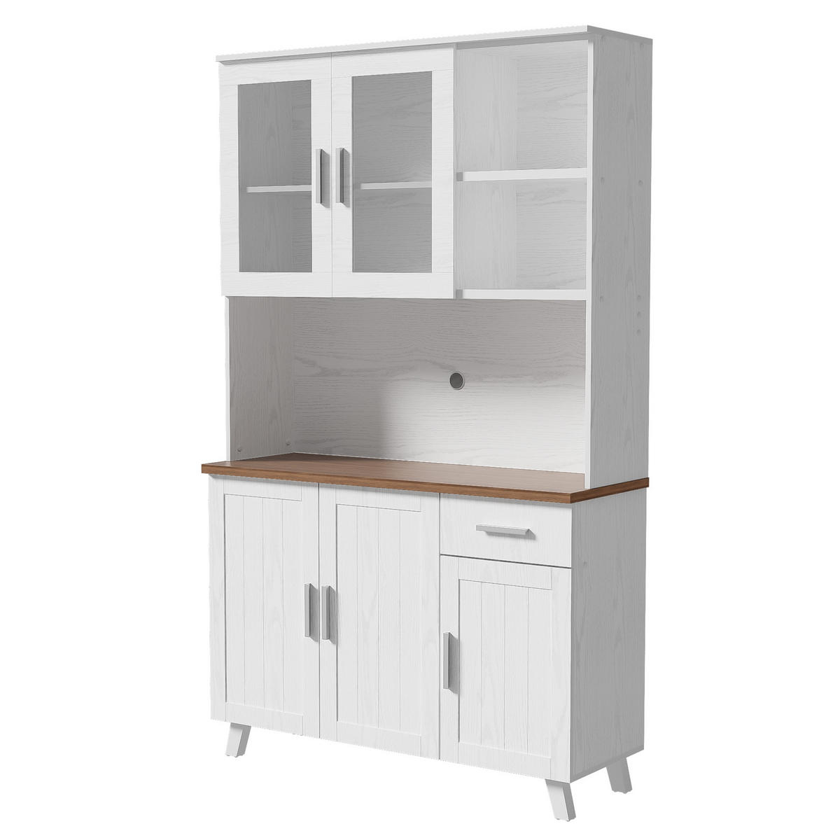 KREDENCA v belem in rjavem dekorju lesa, 114/40/190 cm - rjava, leseni material (40/190/114cm) - OKMYHOME