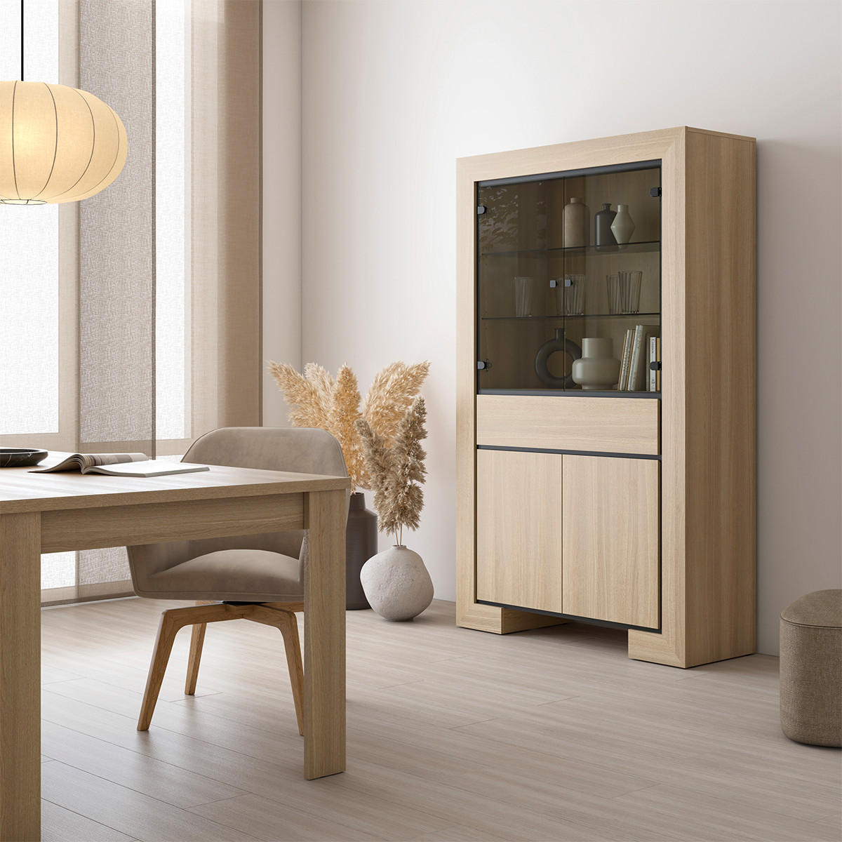 VITRÍNA Lucius Dřevo a černá - černá, kompozitní dřevo (113/185/41cm) - Petits-meubles