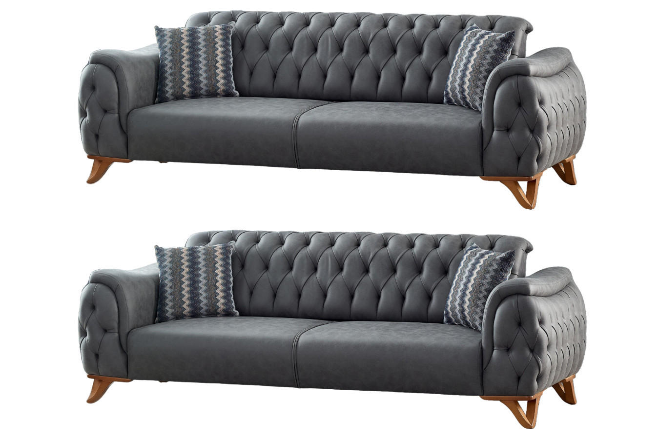 SITZGARNITUR Sigma Grau Grau Stellvariante:3+2 - Grau, Holz/Textil (240/85/90cm) - Villa Möbel