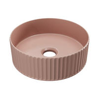 AUFSATZWASCHBECKEN rund - Rosa matt - Keramik - geriffelt - 36 cm - PEDARA - Pink, Keramik (36/12/36cm) - Vente-Unique