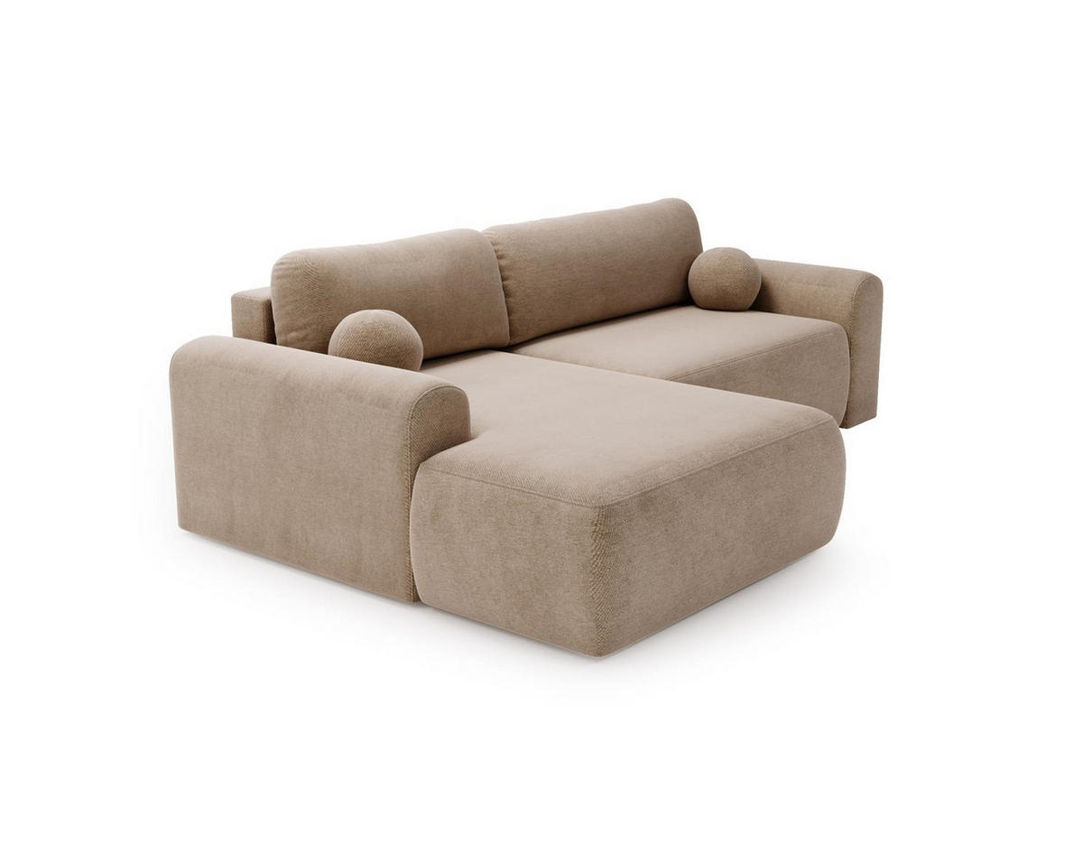 ECKSOFA Aurora Dunkelbeige, mit Schlaffunktion in Vena Stoff, linke seite - Sandfarben, Holzwerkstoff/Textil (257/177cm) - Bettso