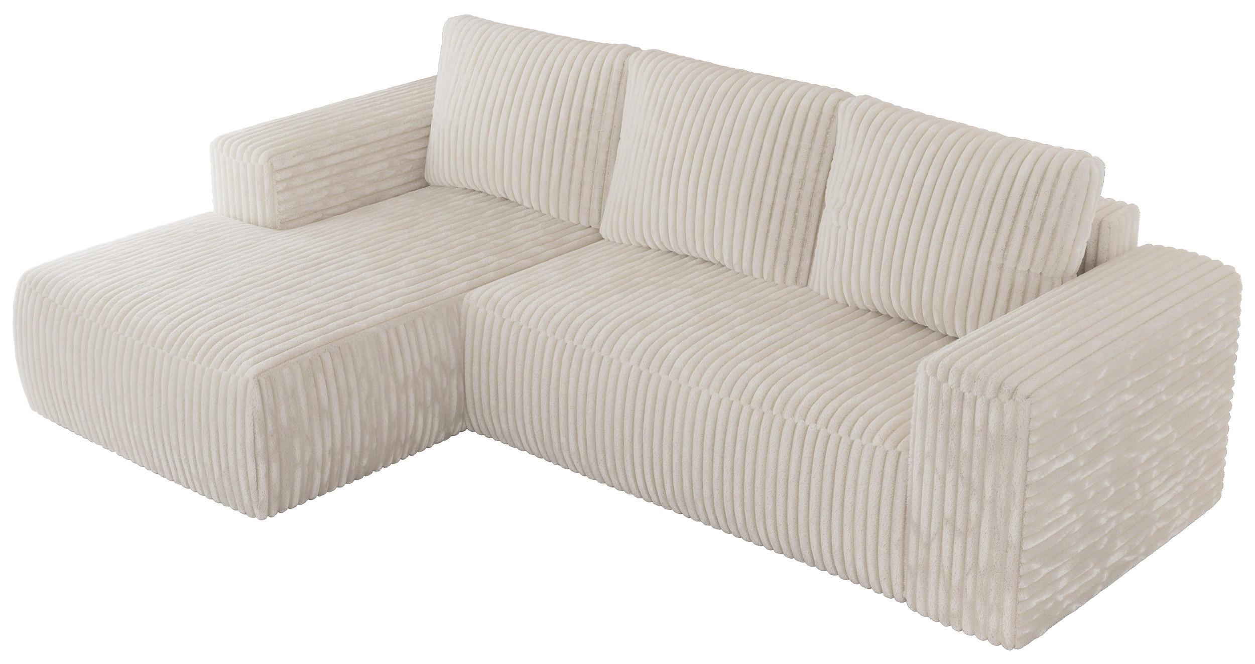 ECKSOFA TRENTINO L Beige Cord - Links - Beige/Schwarz, Textil (266/164cm) - MKS