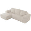 ECKSOFA TRENTINO L Beige Cord - Links - Beige/Schwarz, Textil (266/164cm) - MKS